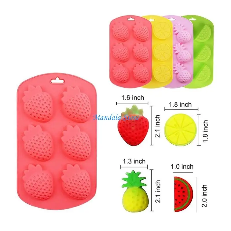 U2JC Pack of 4 Silicone Ice Molds with Multiple Fruits for Family Kitchen Accessories