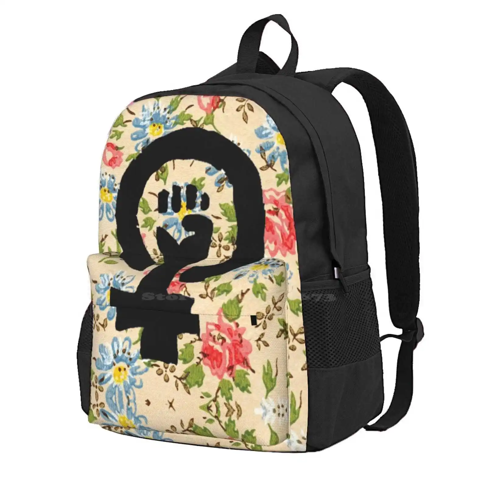 Feminism Hot Sale Schoolbag Backpack Fashion Bags Feminism Feminist Women Girls Empowerment Flowers Floral Fist Progress