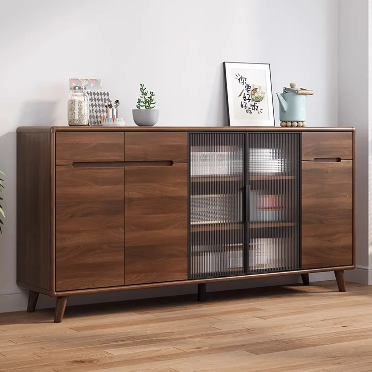 

North American black walnut solid wood dining side cabinet bucket cabinet vertical cabinet modern simple living room wine cabine