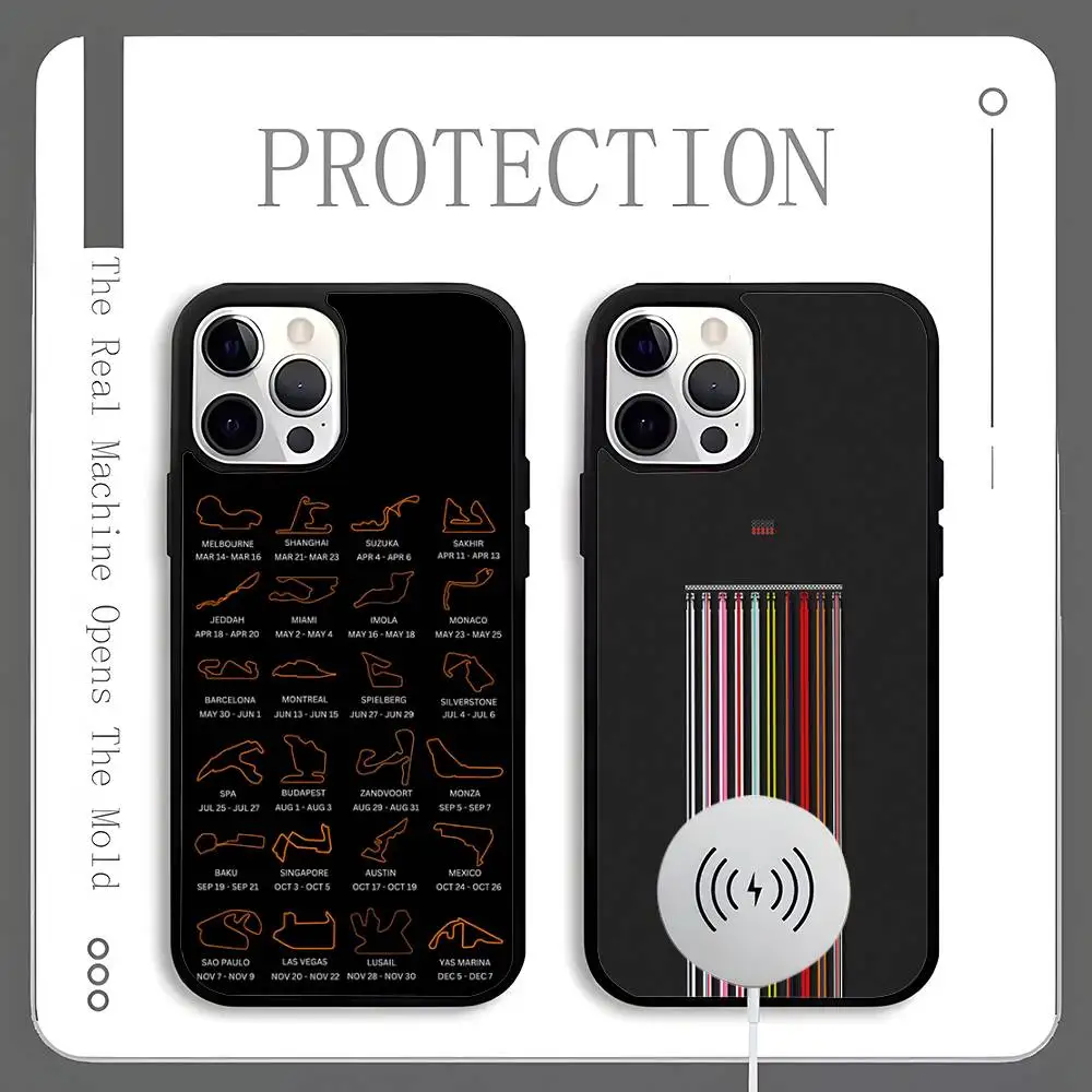 

Minimalist F-F1 Circuit pattern Phone Case For Magnetic Wireless Charge Cover For iphone 16 15 14 13 12 11 Pro Max Plus Coque