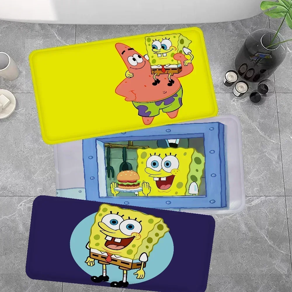 SpongeBobs Floor Mat Bathroom Mat Kids Room Bedroom Decoration Balcony Anti-Slip Doormat Living Room Bedside Area Rugs