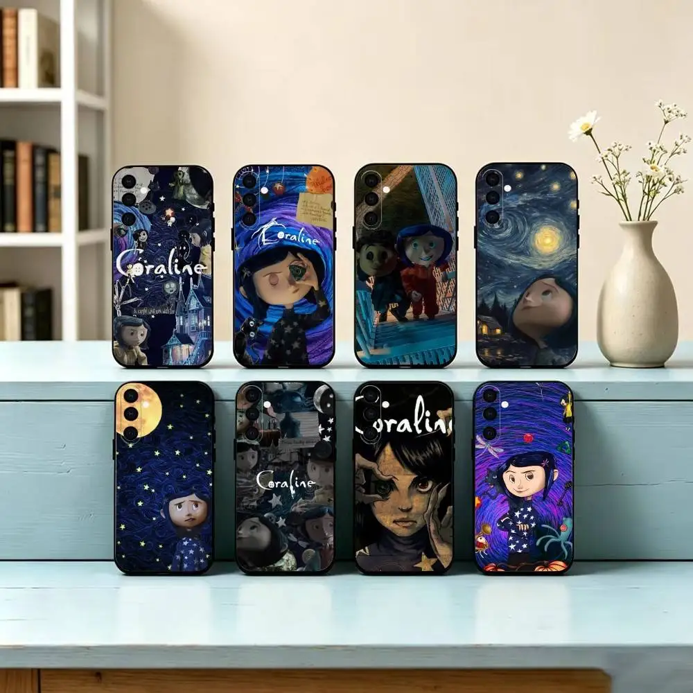 Anime C-coraline Phone Case For Samsung Galaxy A73,A72,A71,A70,A53,A52,A51,Others Soft Black Cover