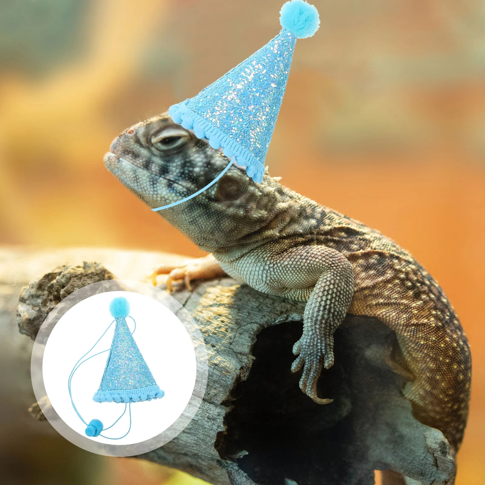 Topi hewan peliharaan hiasan kepala kadal dapat disesuaikan perlengkapan Cosplay Halloween dekorasi pesta kerucut Gecko