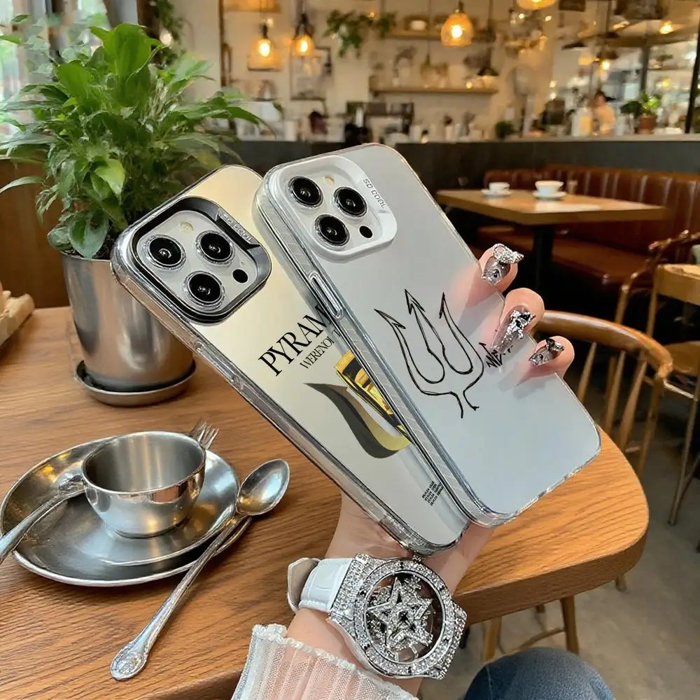 

Phone Case For iPhone 11 12 13 14 15 16 17 air Pro Max 16E X XS XR SE2 Electroplate Silver IMD Cover Rapper W-Werenoi