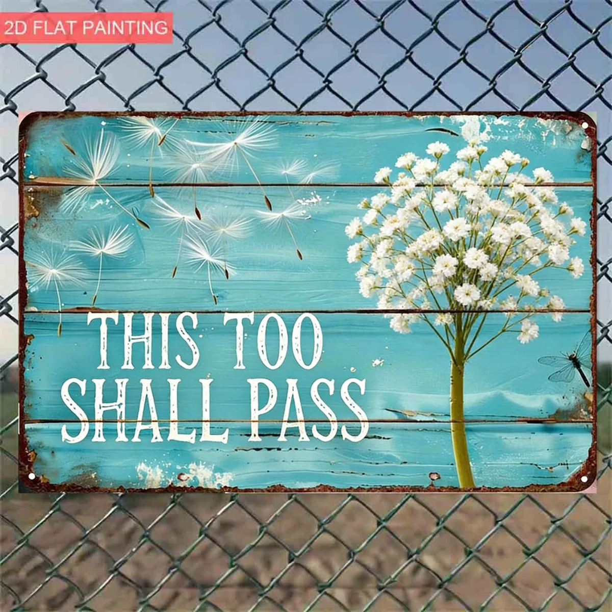 1pc This Too Shall Pass Dandelion Wall Decor - Aluminum Sign Suitable for, Office, Cafe, - Thin Rectangular Decoration
