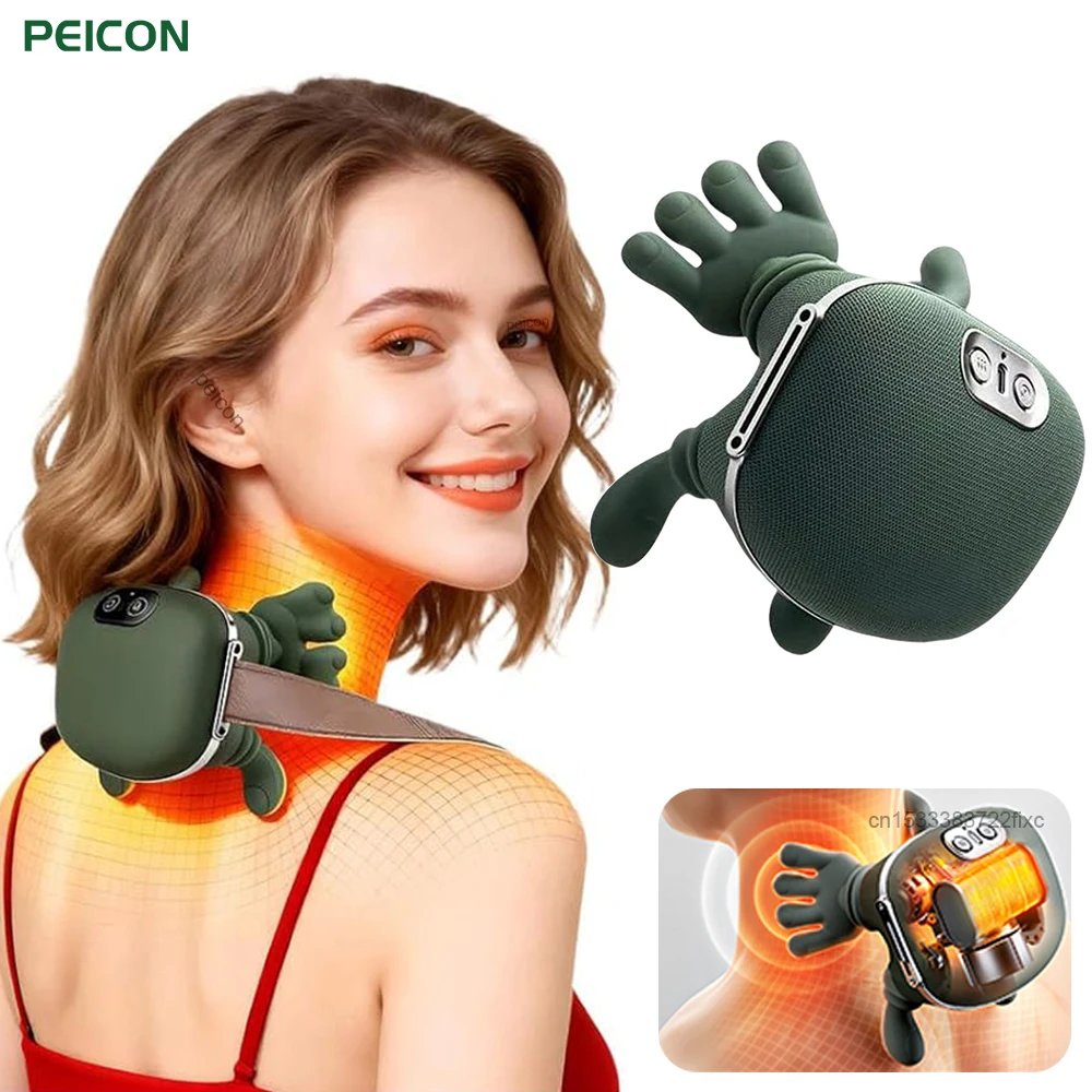 

Электрический массажер для шеи, плеч, облегчение боли, массажер для глубокого подогрева тканей, 4D разминающий массажер для шеи, имитирующий человеческую руку