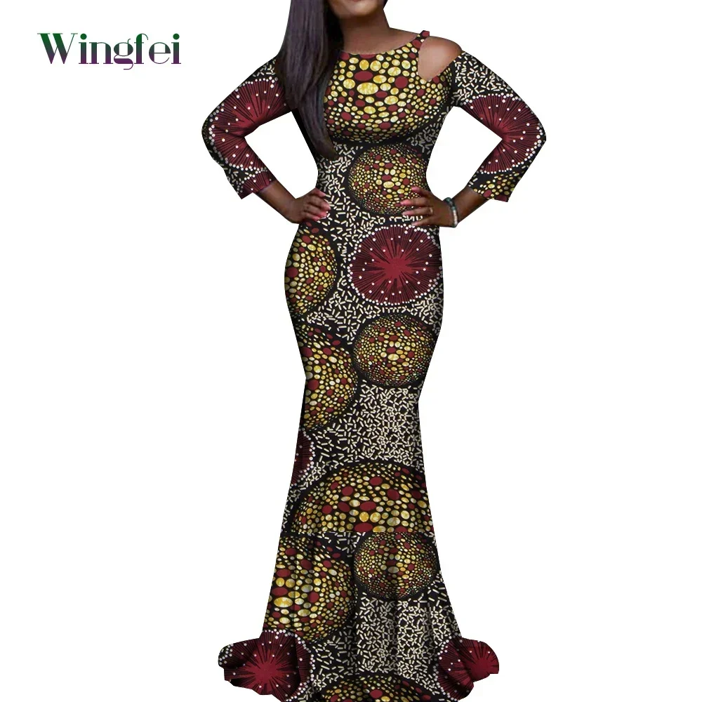 African Dresses for Women Ankara Fashion Robe Dashiki Dresses Floral Print Dashiki Lady Evening Gowns Elegant Long Dress Wy9356