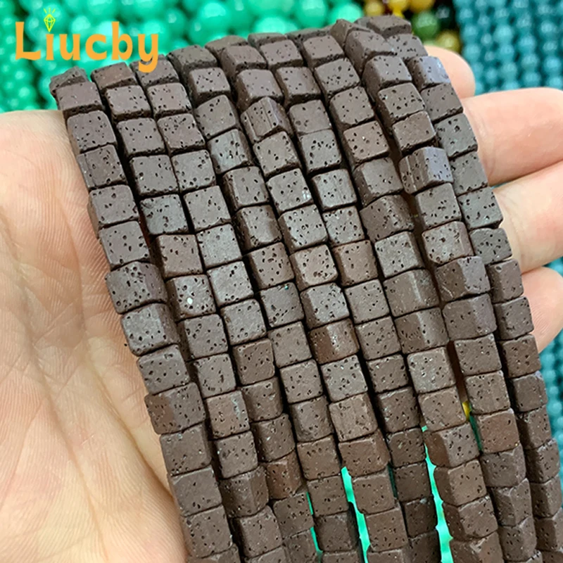 Brown volcanic stone blocks beads DIY Accessories Earrings 100% real 5A Lava Natural Stone Beads For Jewelry Making 15
