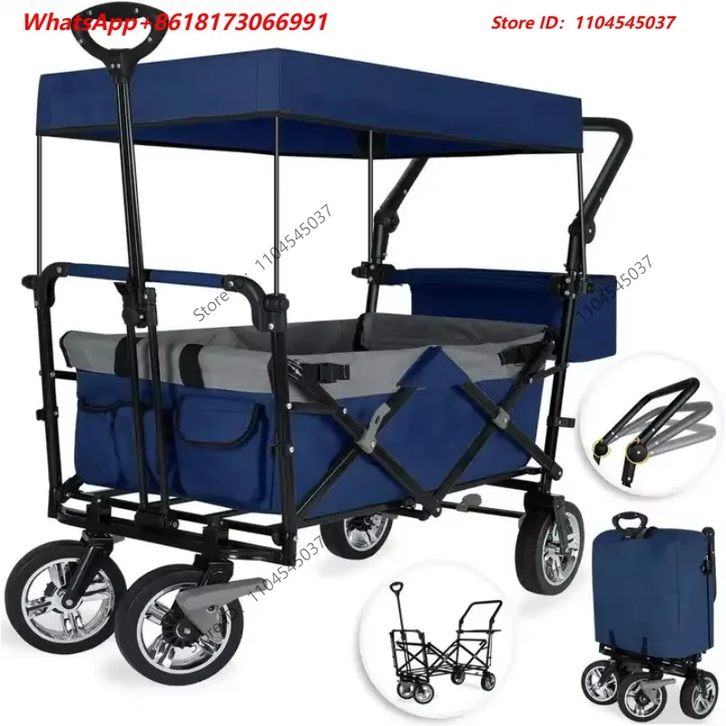 New leather baby stroller travel multi terrain trailer foldable handcart push-pull practical travel