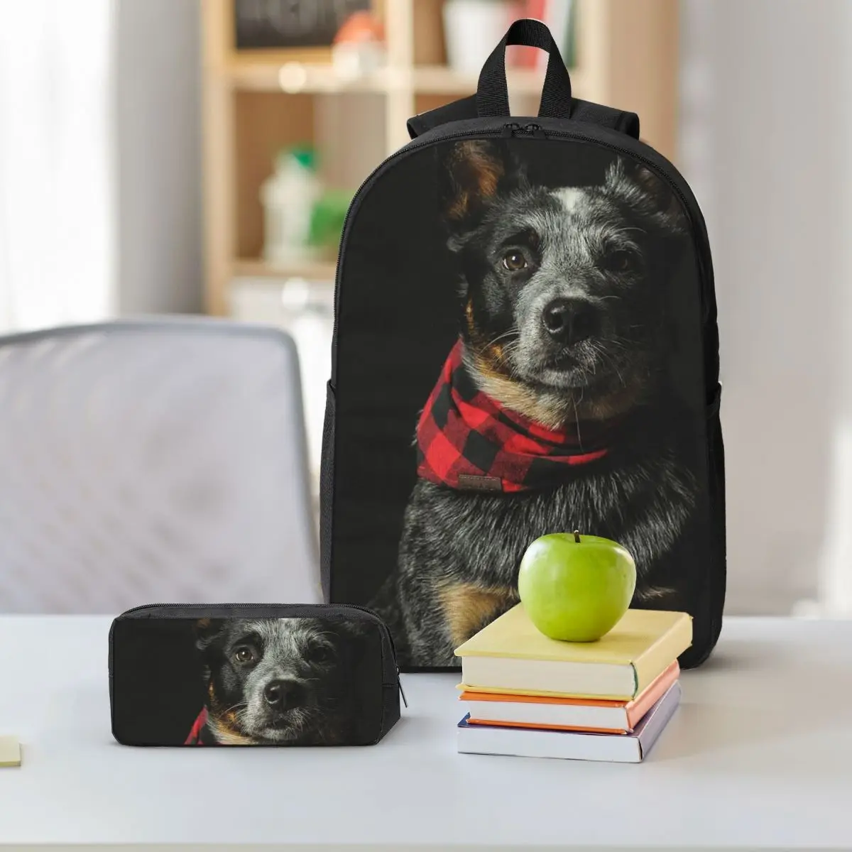 Australian Cattle Dog Backpack Boys Girls BookBag School Bag Shoulder Bags 3ps Insulated Lunch Bag Pencil Case