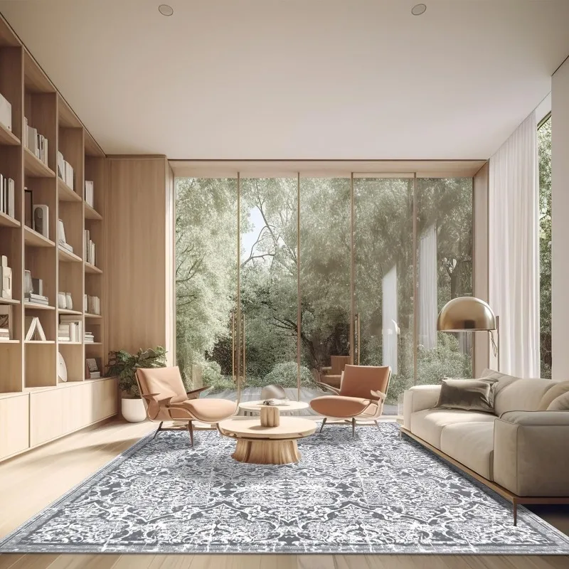 Living Room Rug, Vintage Shaggy Soft Laundry Rug, Non Slip Kitchen Area Mat, Washable Farmhouse Bedroom Area Carpet