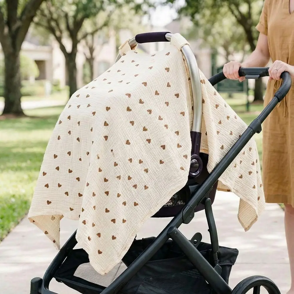 Cotton Baby Basket Cover Breathable Lightweight Sunshade Stroller Blankets Light-Blocking Soft Cart Cover Sun Protection