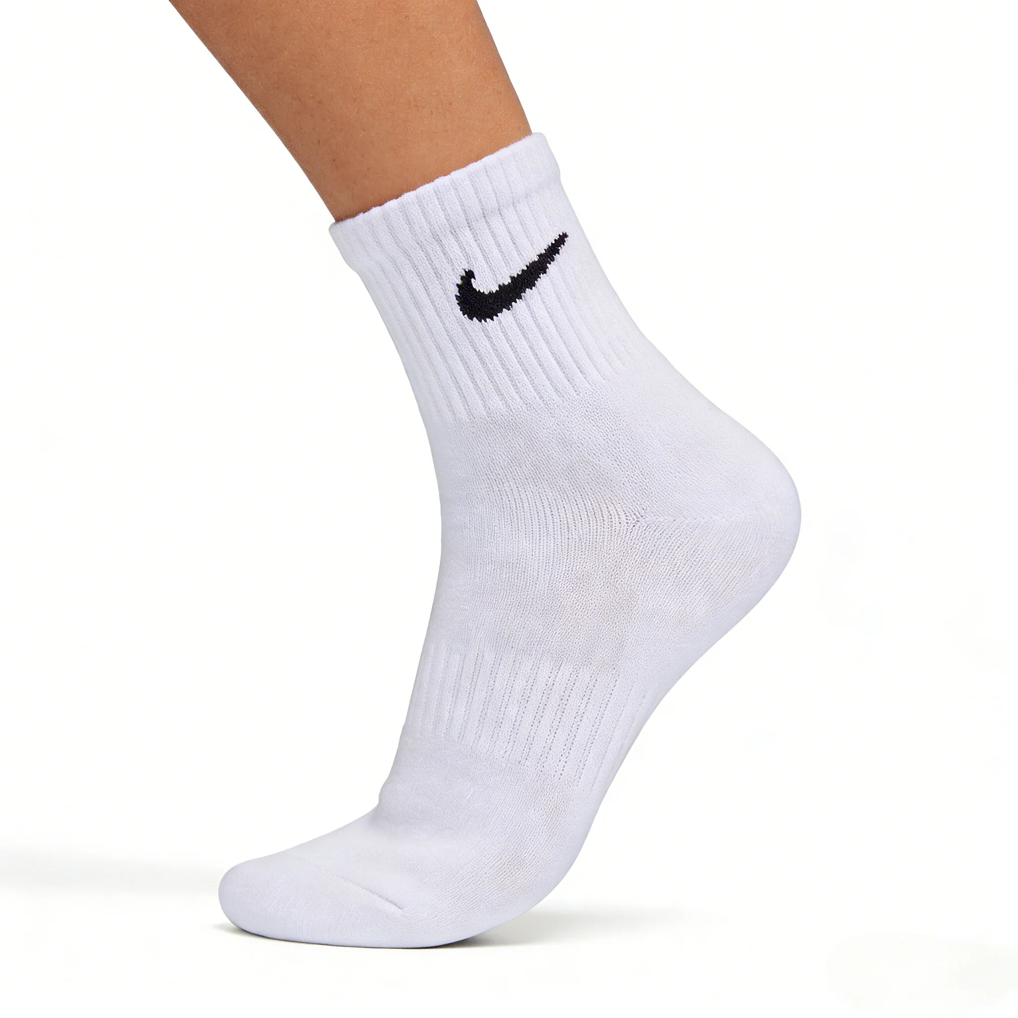 Nike Casual Cushioned Mid-Cut Basketball Socks Unisex Combo Pack White SX7667-100 view 2