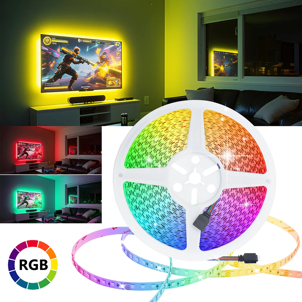 

RGB 5M 10M LED Strip Light 12V 24V Flexible Ribbon Tape SMD3535 120LEDs/M Not Waterproof for Party Bar TV Background Home Decor
