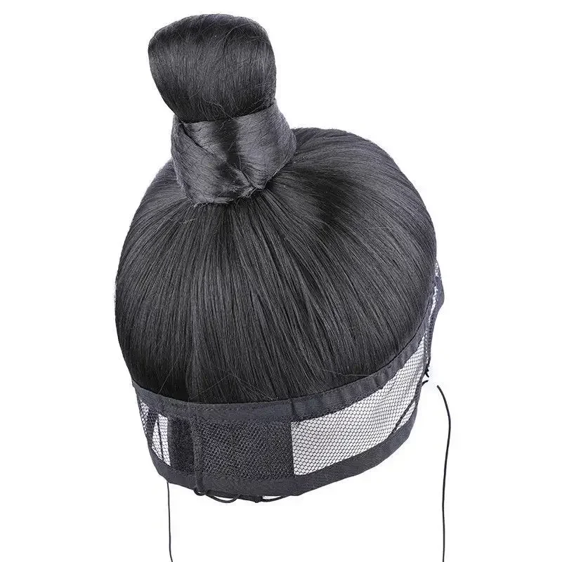 Perruques de cosplay longues droites Hanfu pour hommes, bande de sauna noire, anime chinois des prHub, accessoires