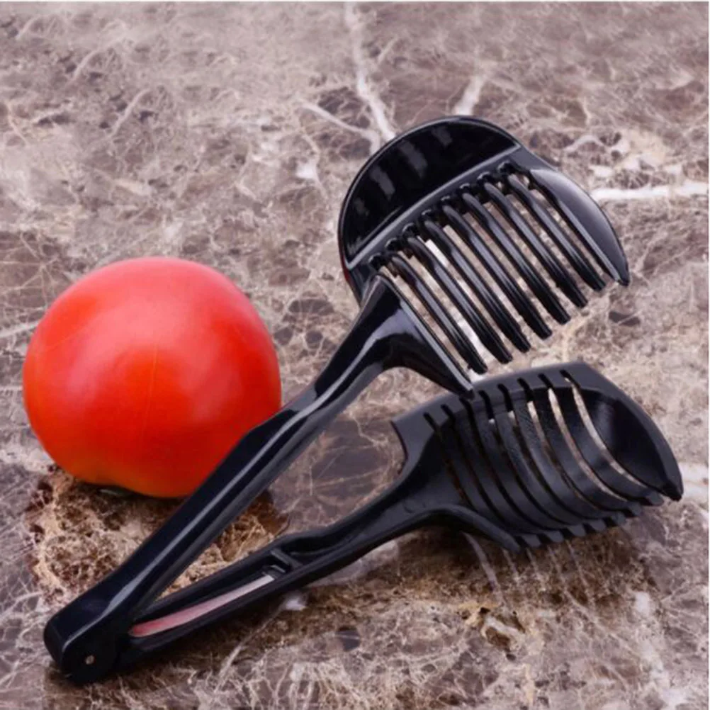 

4 pcs Fruit Vegetable Slicer Manual Tomato Lemon Veggie Food H held Clamp Kitchen Gadget Stainless Steel Spring