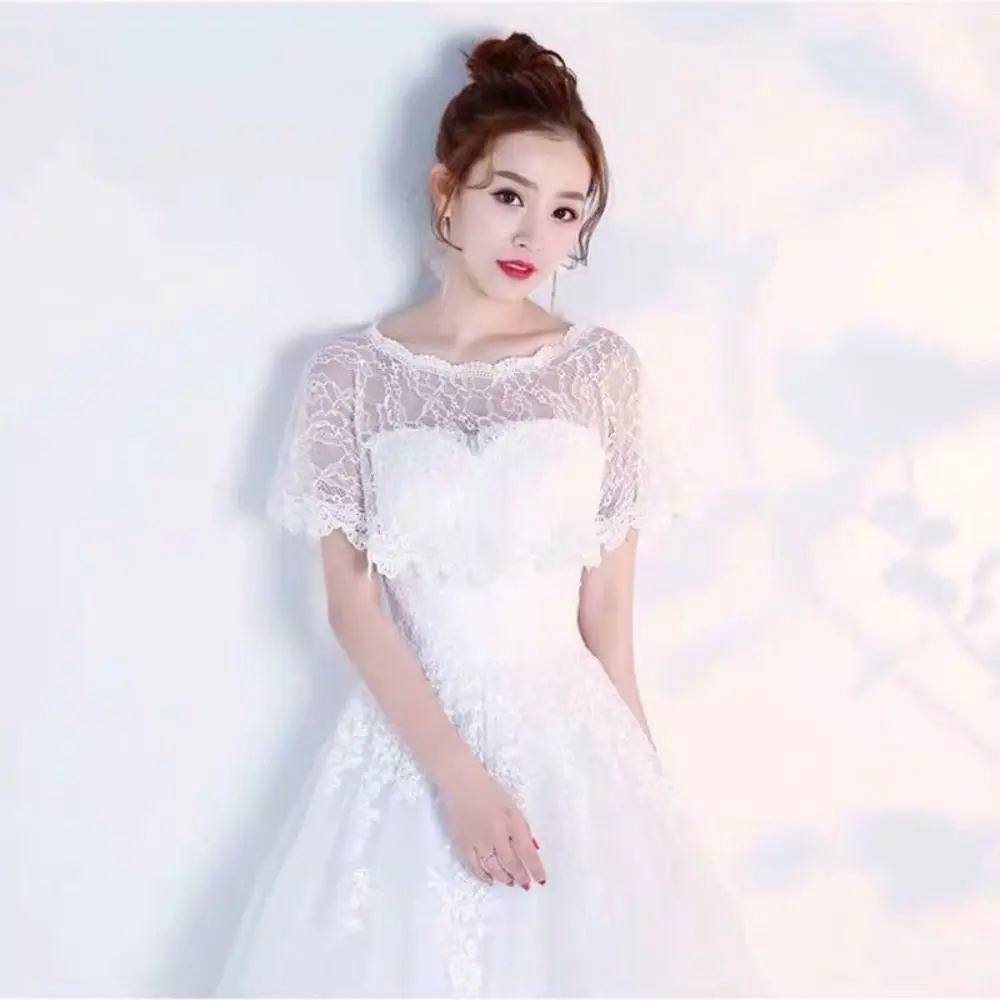 Fashion Hollow Out Lace Cover Up Tops Retro French Style Lace Shawl Poncho Mesh Thin Fake Collar Beach