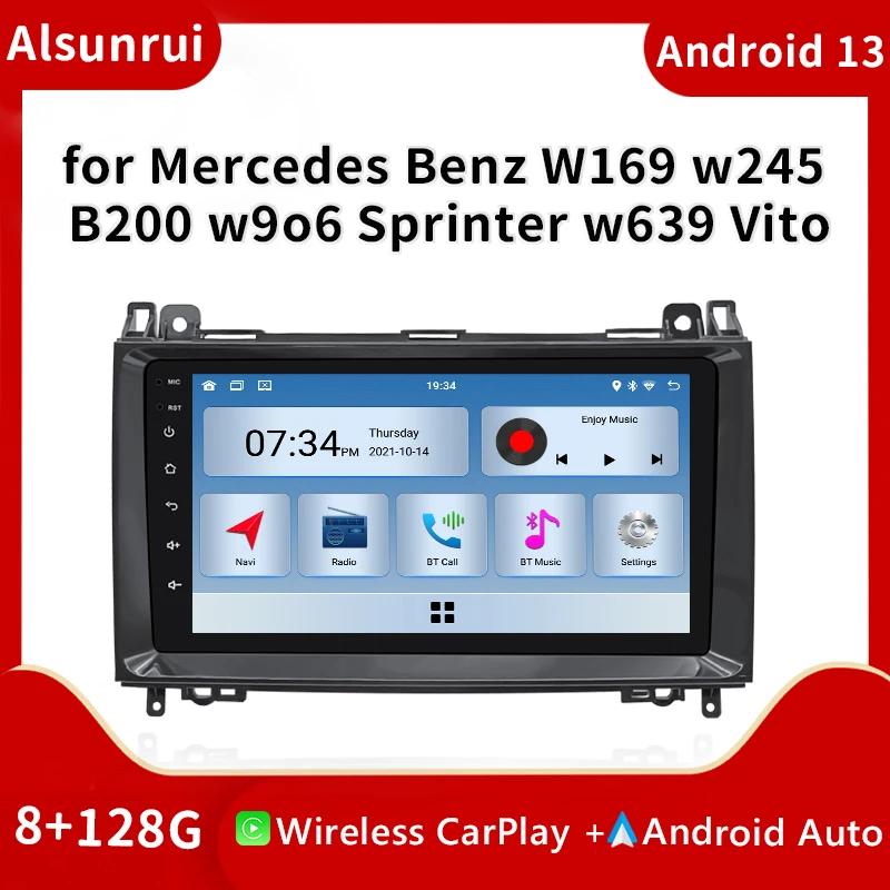 

AutoRadio 2 Din Android 12 Car Multimedia Player For Mercedes Sprinter Benz B200 Vito W639 Viano B Class W169 W245W209 Audio