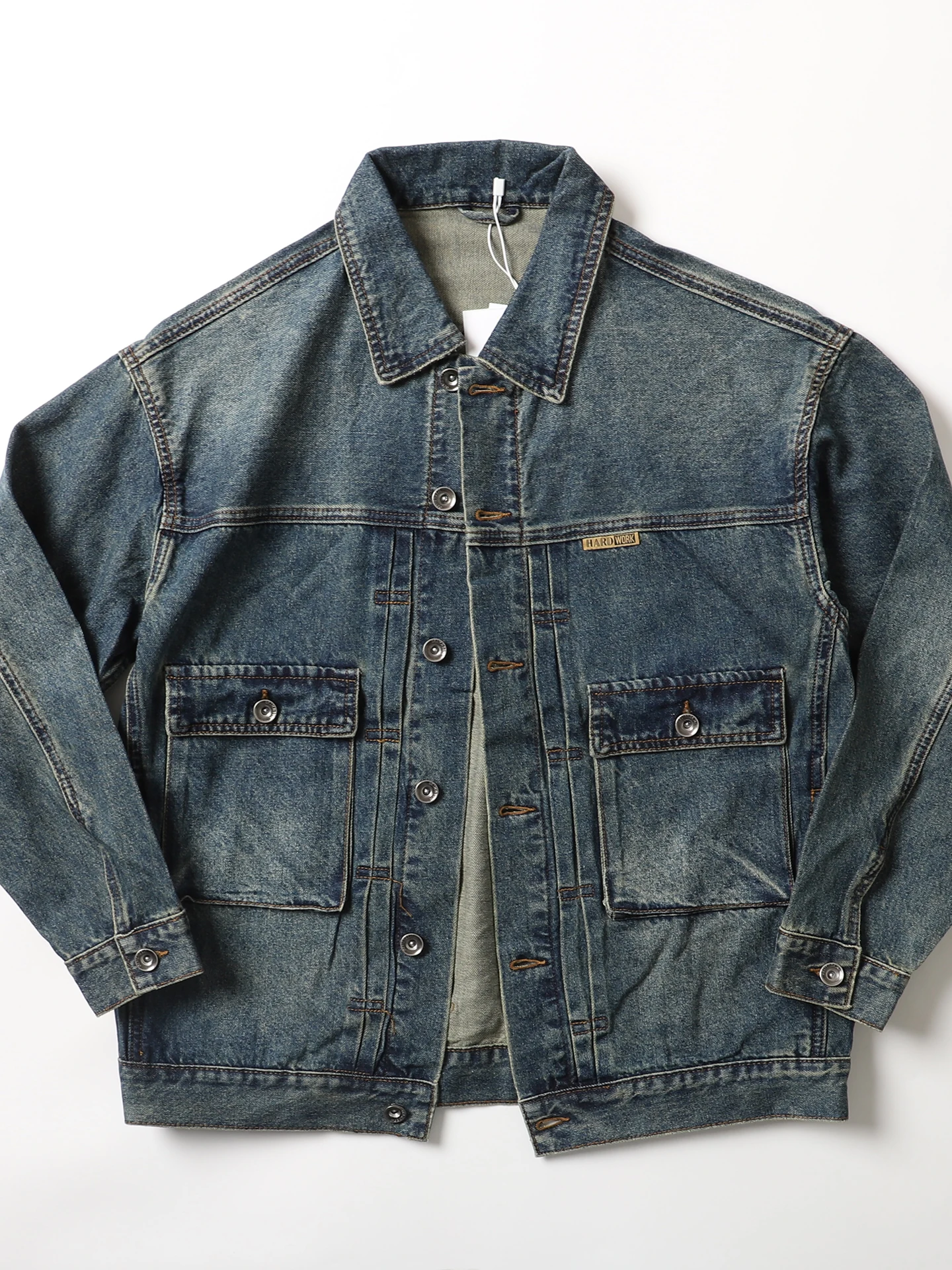 

Ретро-куртка в американском стиле из денима цвета хаки для мужчин: стильная повседневная рабочая куртка из смесового хлопка и полиэстера, износостойкая