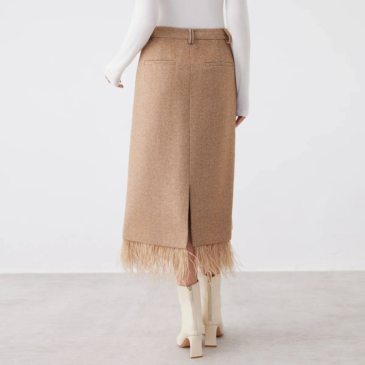 K2622W High quality luxury brand women's clothing 50% wool skirt