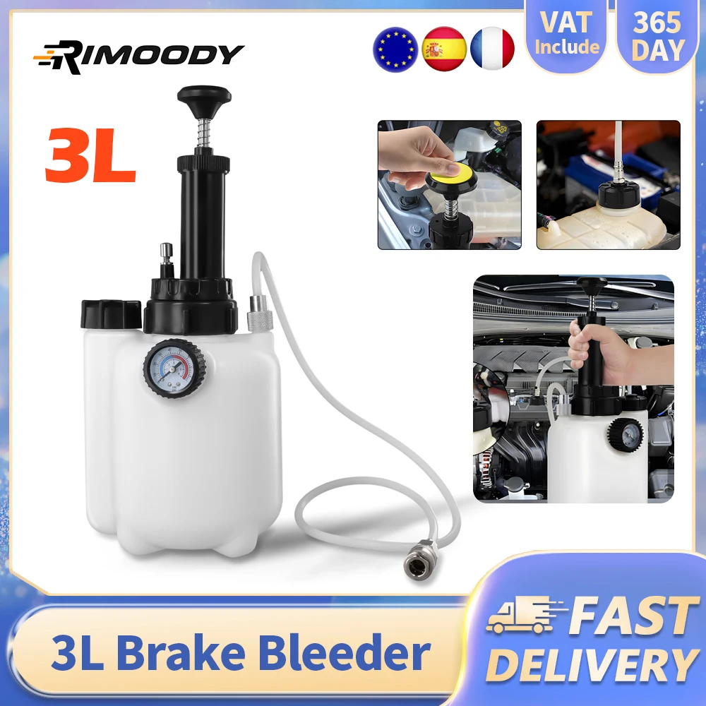 Rimoody Kit di spurgo liquido freni manuale per auto 3L per auto europee Furgoni Camion 1L Estrattore di liquido freni Kit di spurgo liquido freni