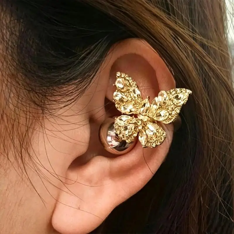 DIY Sparkly Butterfly Zircon Earphone Clip Personalized Headphone Accessory for Earbud Decoration Travel Wear Small Gift