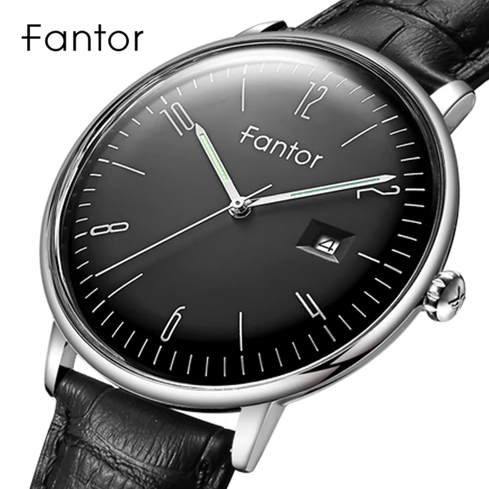 Fantor Brand Business Men Wristwatch Leather Date Luminous Hand Homme Quartz Watch Cloock Waterproof  Fashiion Watch