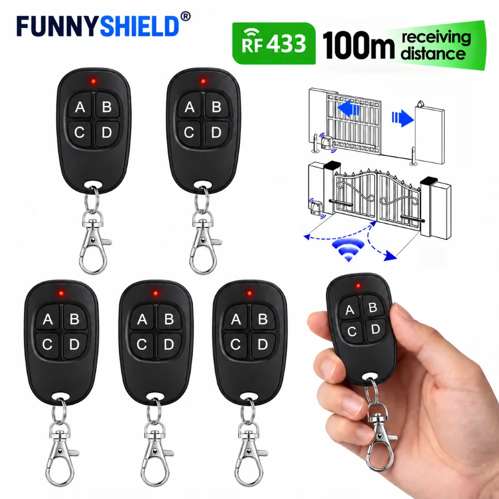 FUNNYSHIELD 1/2/3/4/5PCS 433MHZ Copy Remote Control 4CH Cloning Code Electric Garage Door Opener Controller Duplicator Car Key