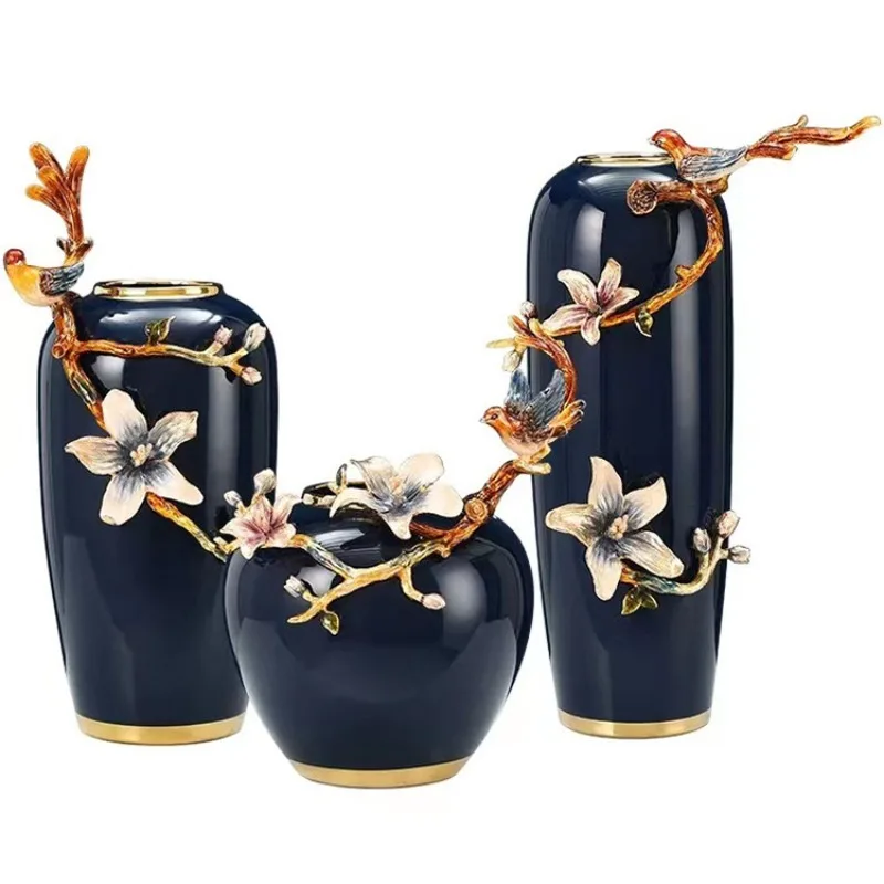 

Light luxury living room tabletop dining table, enamel color flower arrangement ornaments, TV cabinet entrance creative