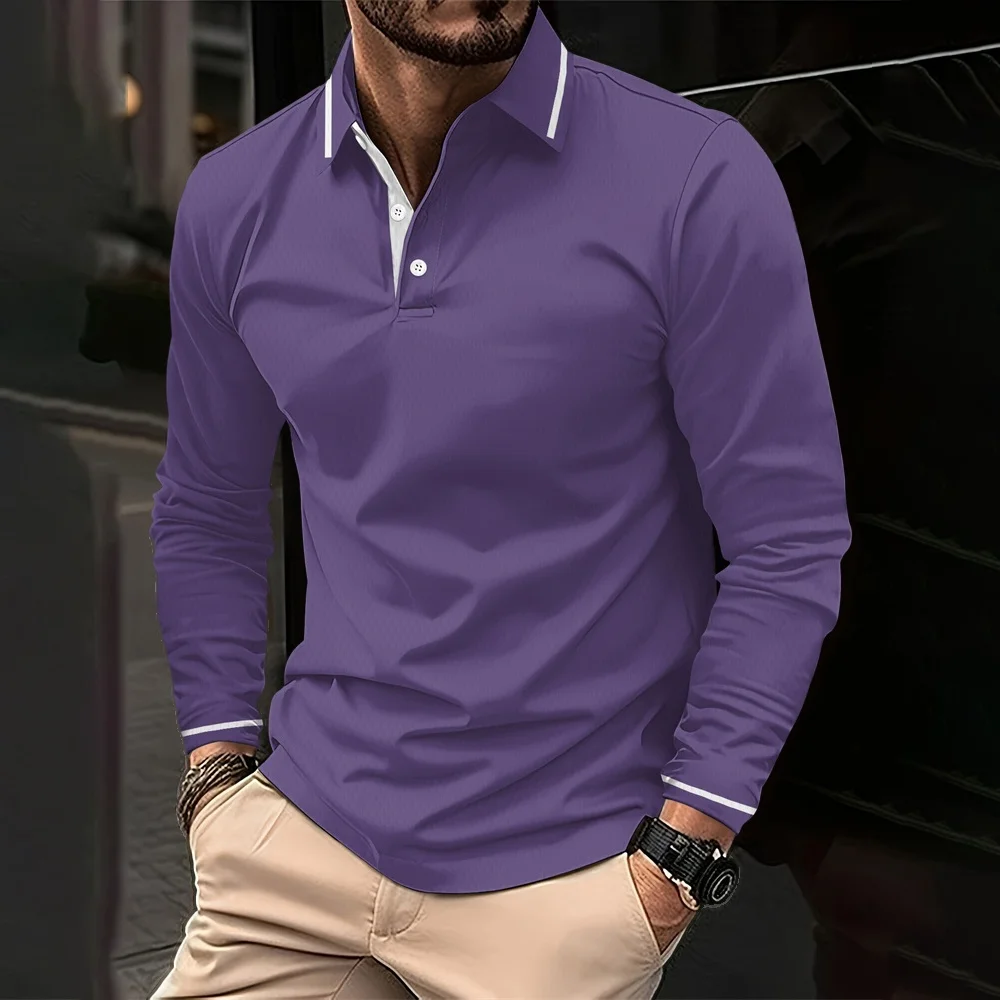 

Men's Spring and Autumn Casual Breathable Comfortable Polo Shirt Hot Selling Fashion Business Long Sleeve T-Shirt polo shirts