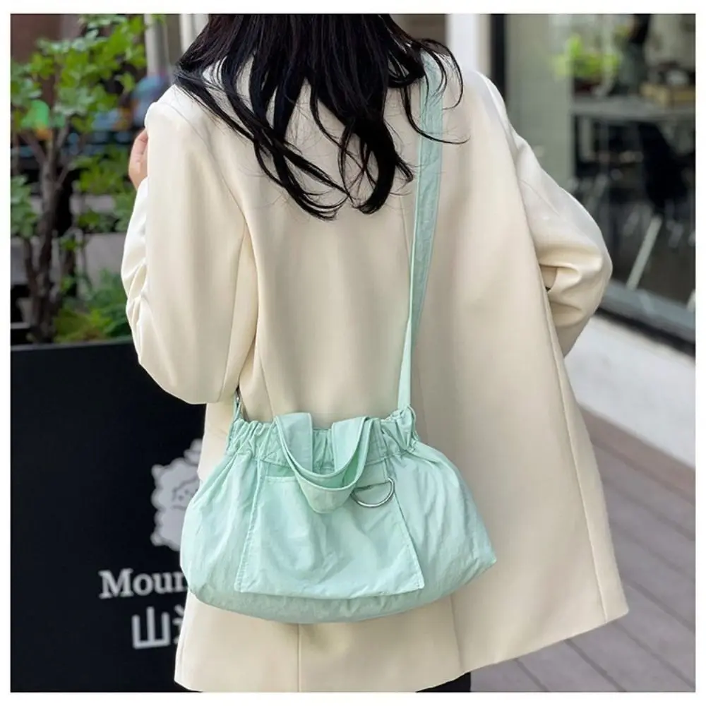 Fashion INS Bucket Bag New Design Pleated Crossbody Bag Niche Solid Color Shoulder Bag