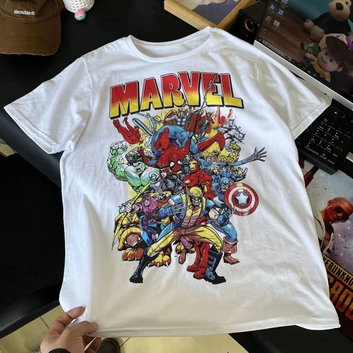 

Футболка с принтом комиксов Disney Marvel Wolverine X-Men для мальчиков и девочек, винтажная повседневная спортивная футболка с короткими рукавами для всей семьи, для родителей и детей