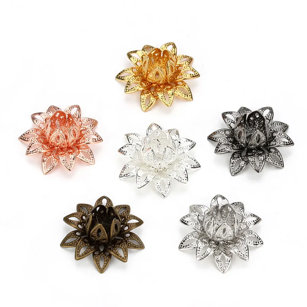 

20 шт. DIY ювелирные изделия, очаровательные бусины в виде лотоса, колпачки с цветами, многофункциональные подвески-подвески для ожерелья, браслета, серебро