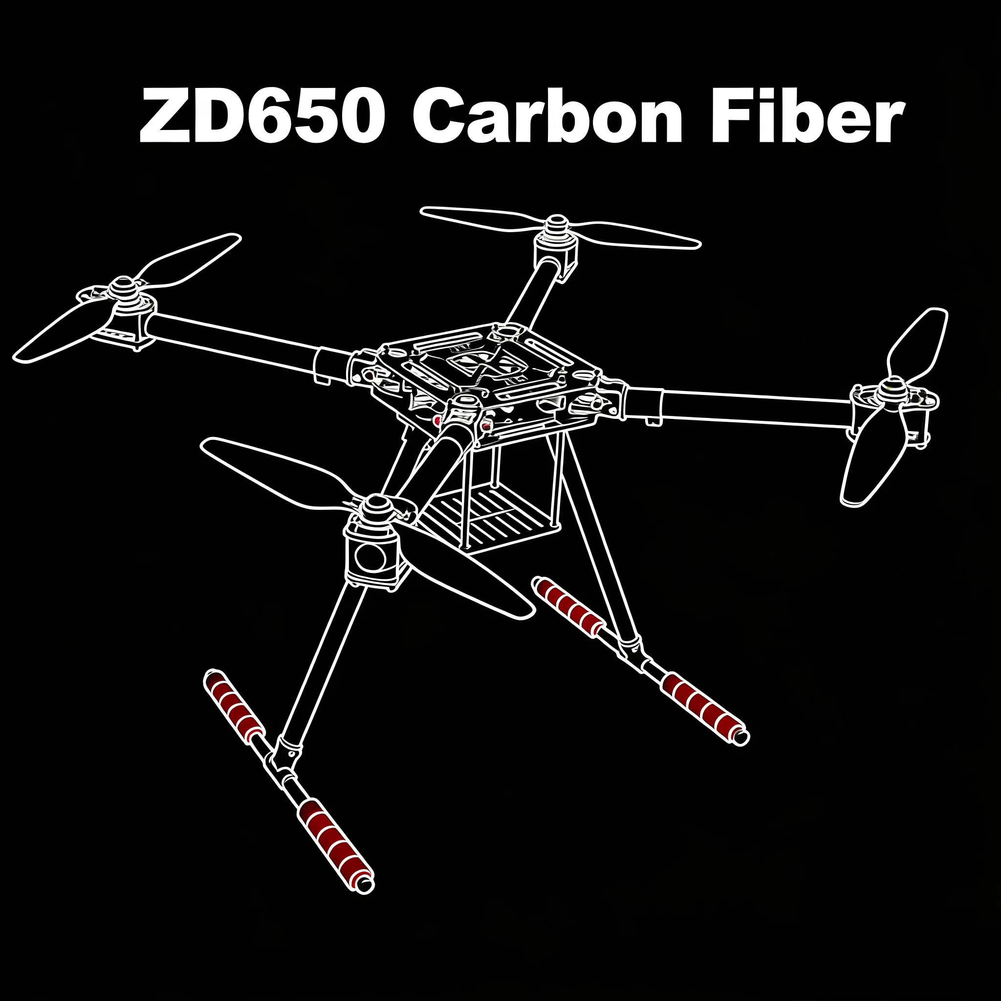 

HanNiu ZD550 550mm/ZD650 650mm Carbon fiber Quadcopter Frame FPV Quad with Carbon Fiber Landing Skid F550