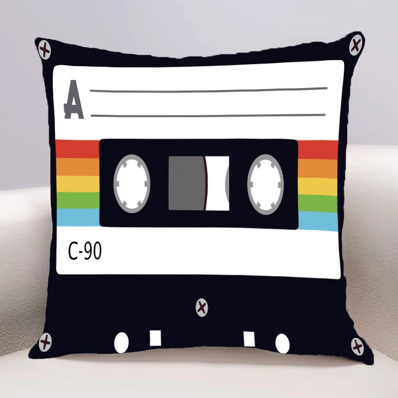 Vintage cassette Cushion Cover for Sofa Pillow Case Cover Seat Car Throw Pillowcase 45X45cm For Home Decorative 037