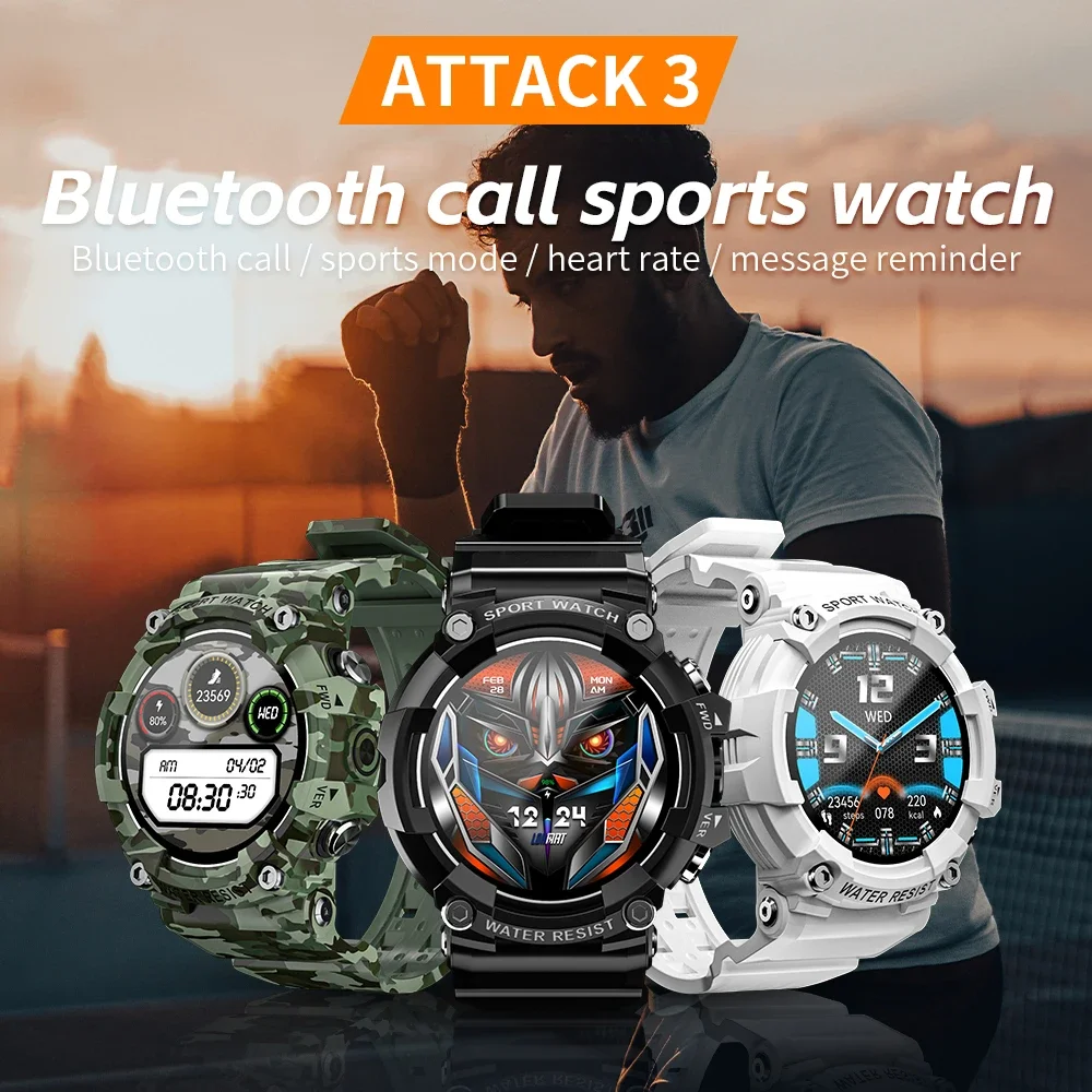 LOKMAT New ATTACK 3 Sport Smart Watch Man Woman Bluetooth Calls Fitness Tracker ECG Heart Rate Monitor IP68 Outdoor Smartwatches