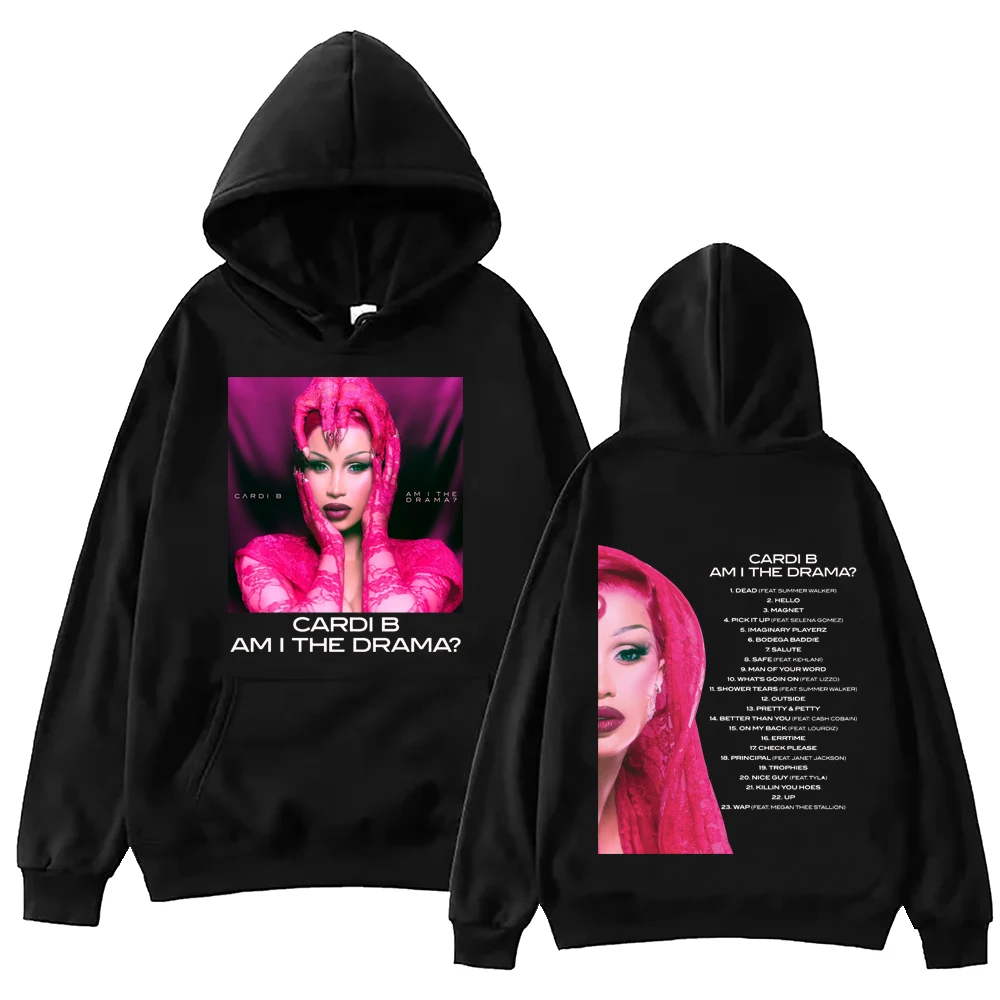 ألبوم Cardi B Am I the Drama هوديي رجل امرأة Harajuku الهيب هوب البلوز القمم البلوز هدية