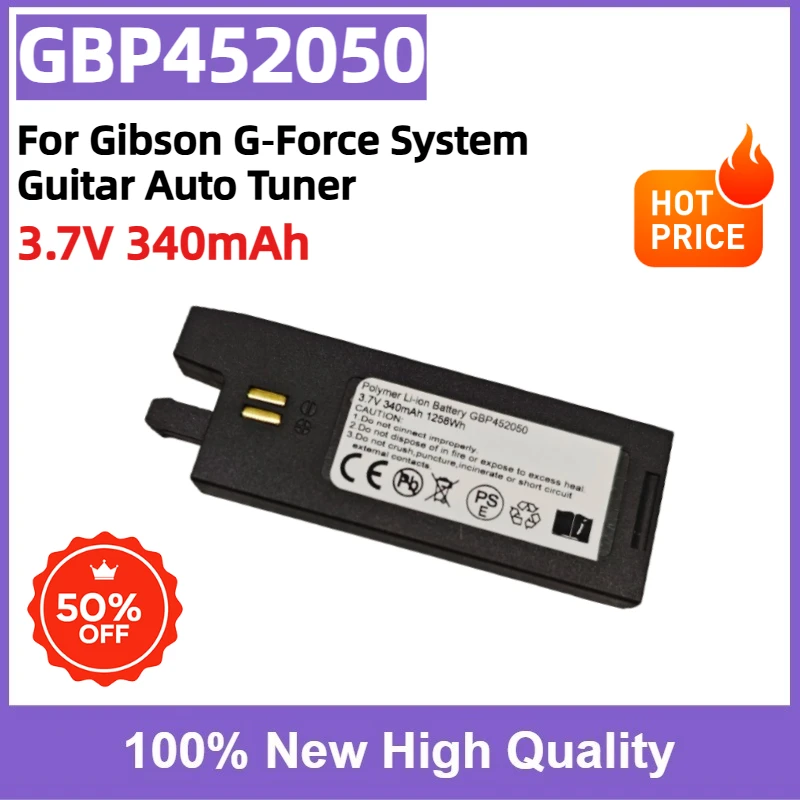 GBP452050 3.7V 340mAh Li‑Polymer Spare Battery Replacement for Gibson G‑Force System Guitar Auto Tuner