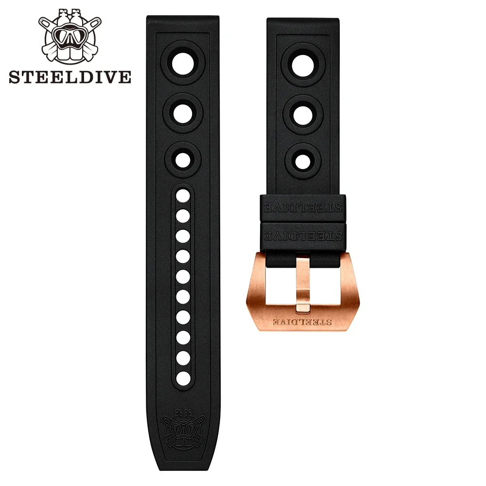 STEELDIVE-Bracelete De Relógio De Substituição De Mergulho, Pulseiras De Fivela De Bronze, Bandas De 20mm, 22mm, SD2201S