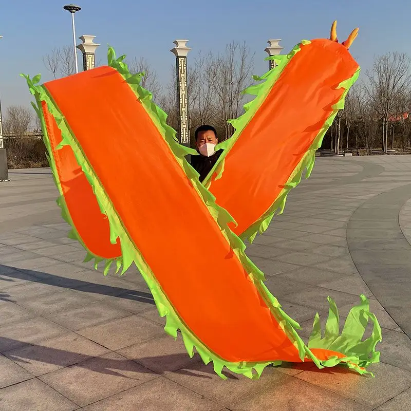 6 Meters Washable Dragon Dance Ribbon Pure Color Fitness Dragon Tail Accessories 75cm (Not Include Head))