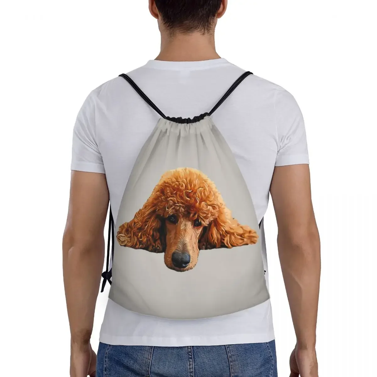 Kawaii Poodle Head Drawstring Bag Women Men Foldable Sports Gym Sackpack Cute Puppy Dog Shopping Storage Backpacks