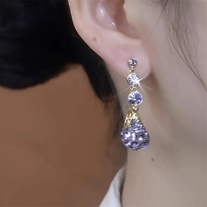 

Женские элегантные винтажные фиолетовые серьги-корзины со стразами — подходящие для повседневного ношения и подарка