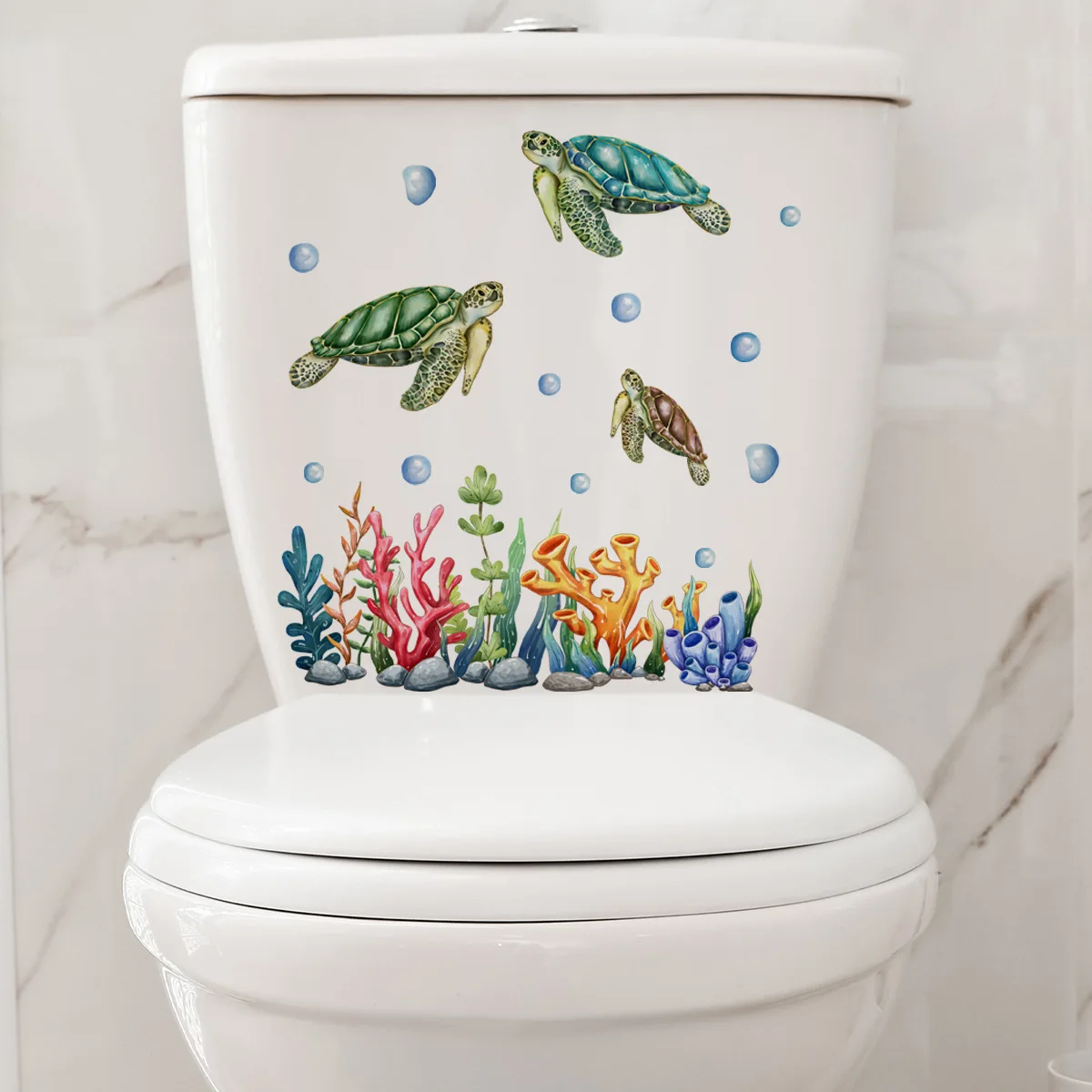 25*35cm Seagrass Bubble Turtle Cartoon Wall Stickers Study Toilet Stickers Toilet Home Decoration Wall Stickers Wallpaper Ms2319