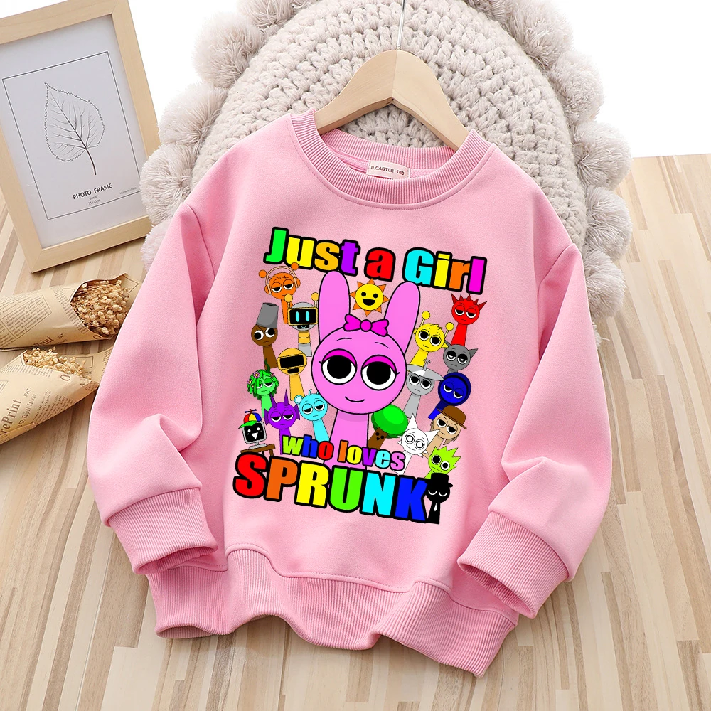 Sprunki Children Cotton Sweatshirt Autumn Casual Pullover Kids Cartoon Thin Clothing Boy Girl Anime Cute Tops Sweat Shirt Gifts