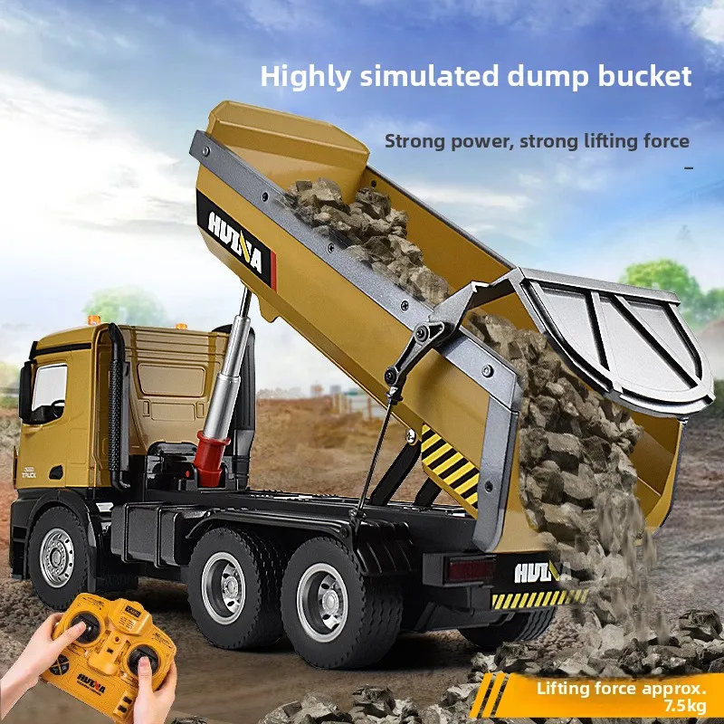 Huina 573 Alloy Remote Control Dump Truck 1:14 Simulated Soil Loader 10-Channel Engineering Vehicle Children'S Toy Model