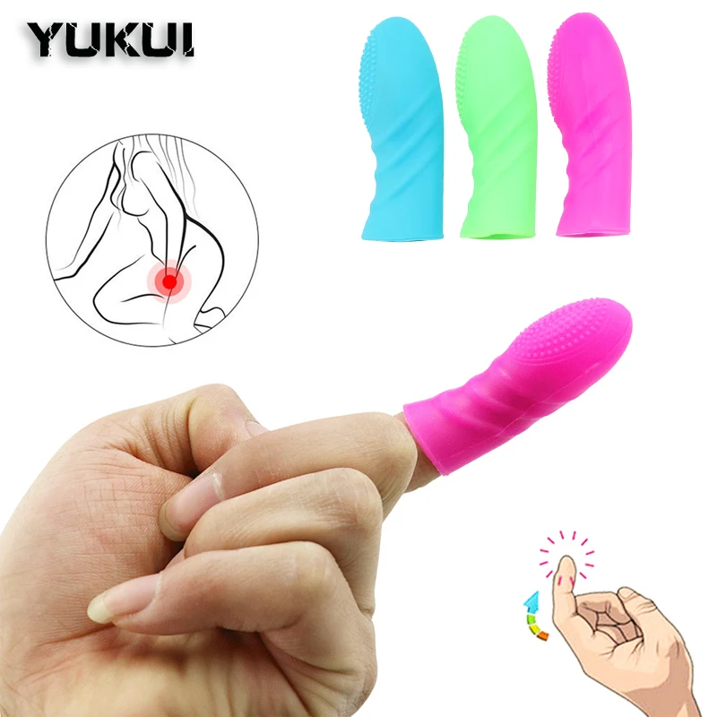 Finger Vibrator for Women G-spot Clit Stimulator Masturbation Massager Lesbian Erotic Silicone Finger Condom Sex Toys for Couple