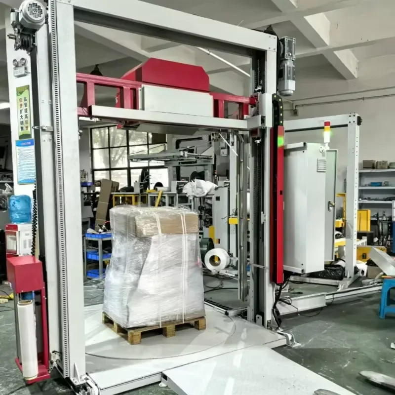 cover type automatic film feeding cutting tray packaging machine - portal cantilever stretching packaging machine
