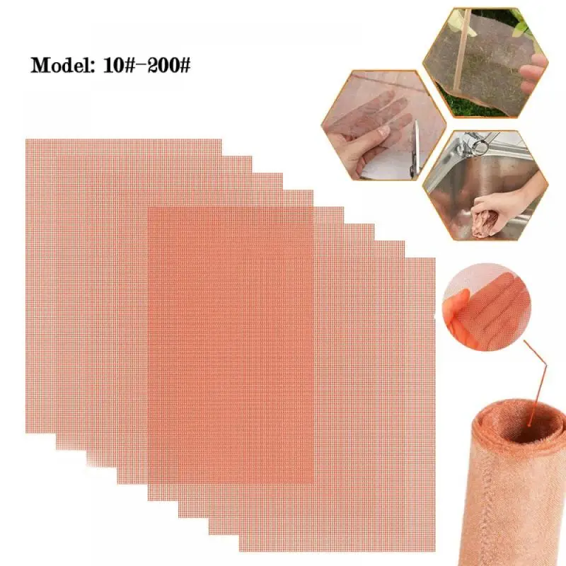 10-200 Mesh Copper Wire Filter Screen Sheet For Filtration Gasket Making EMI RFI Shielding Anti-Rodent Crafting Fabric