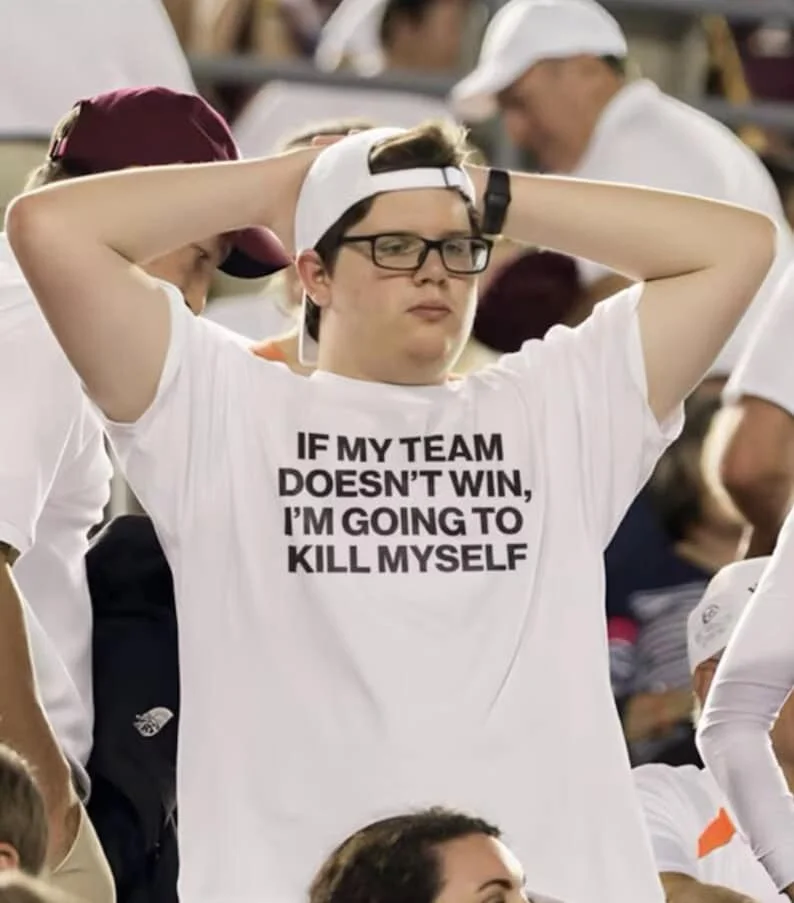 إذا لم يفوز فريقتي قتل نفسي للجنسين تي شيرت Y2K السخرية لعنة ميمي Weirdcore GenZ Meme قميص مضحك الرياضة كرة القدم التي شيرت