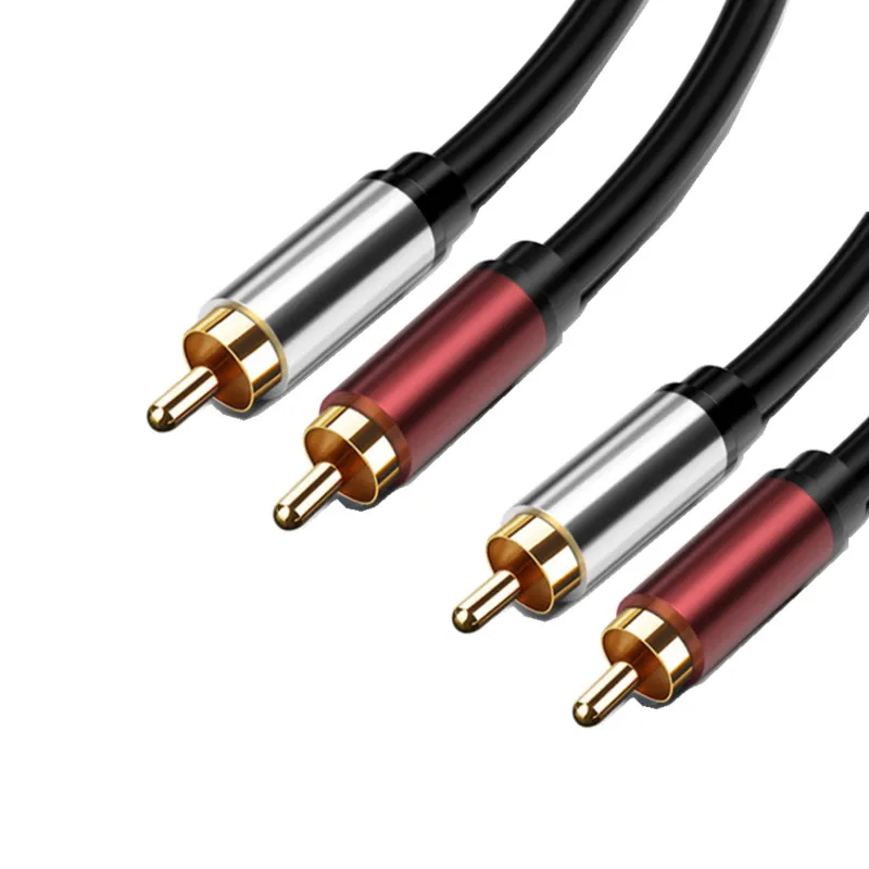 Double lotus head Audio Video Cable 2RCA to 2RCA TV Box Pure Copper Signal Aux Cable HIFI Amplifier Cable TV AV Connection Cable